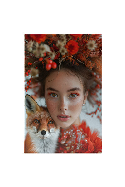 StoryGift Romania Tablou Canvas Dama Incantatoare Si O Vulpe Cu Privire Curio...