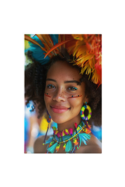 StoryGift Romania Tablou Canvas: Femeie Africana Cu Parul Cret Si Desen Pe Fa...