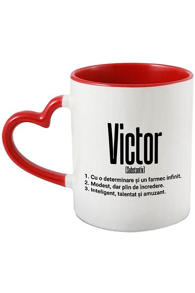 StoryGift Romania Mug With Name Victor, Determination, Modest, Intelligent, Funny, Personalized, C, With, STG