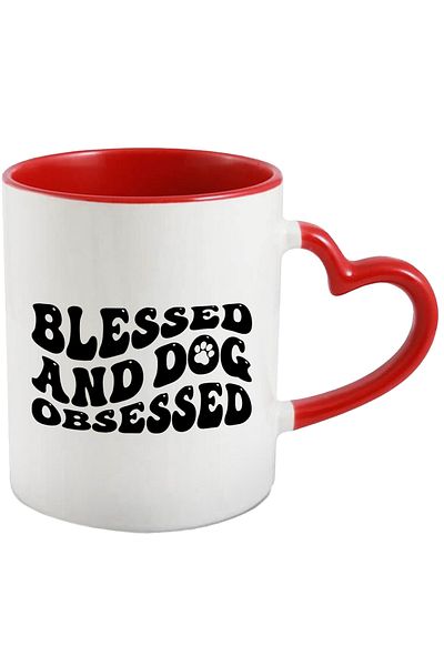 StoryGift Romania Mug for those obsessed with dogs - blessed with a Red Heart Handle, With Heart Handle, STG