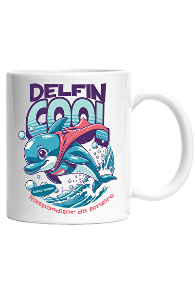 StoryGift Romania Cool Dolphin Mug, super hero, happiness spreader, 330ml, Ce...