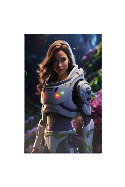 StoryGift Romania Tablou Canvas: Femeie Astronaut In Costum Alb Cu Ochii Verz...