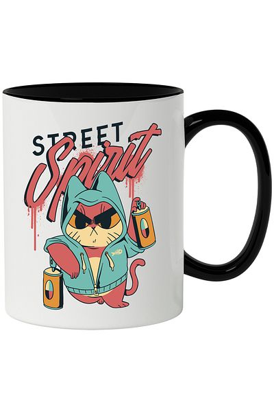 StoryGift Romania Spirit Mug, Cat, Hoodie, Graffiti, Paint, Spray, Multicolor 330 ml, Sky, With,STG