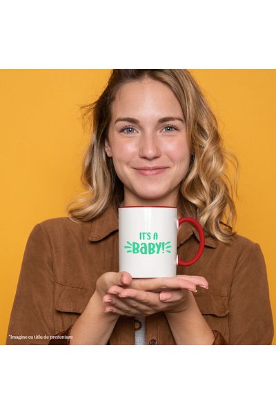 StoryGift Romania Mug With Text in English It's a Baby, Gender Reveal, Green, Girl, Boy, Children, N, With, STG