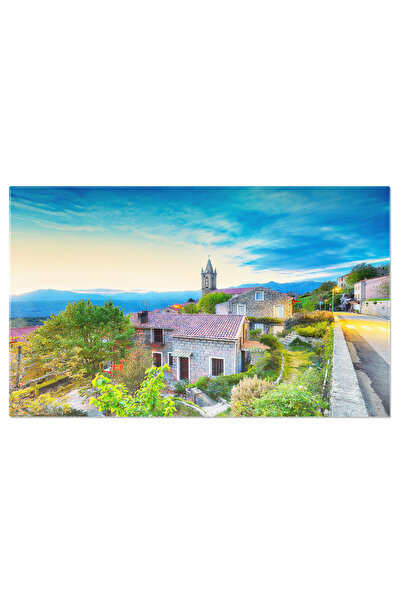 StoryGift Romania Tablou Canvas Peisaj Urban Cu Biserica Parohiala Din Zonza,...