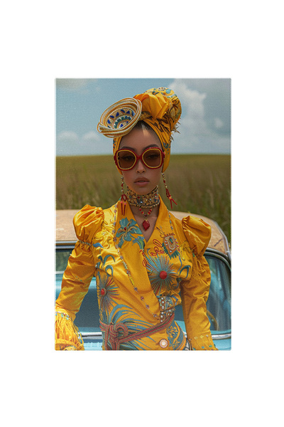 StoryGift Romania Tablou Canvas Campul Cu Iarba Verde In Care Sta Fata Cu Tur...