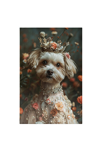StoryGift Romania Tablou Canvas: Prințesa Câinilor Bichon Cu O Coroniță Pe Ca...
