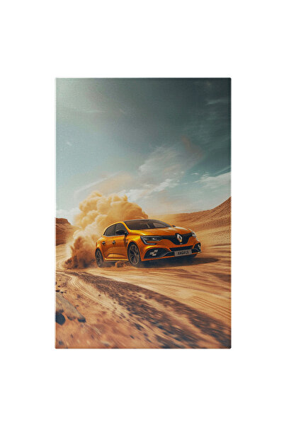 StoryGift Romania Tablou Canvas Renault De Culoare Galbena In Desert Care Fac...