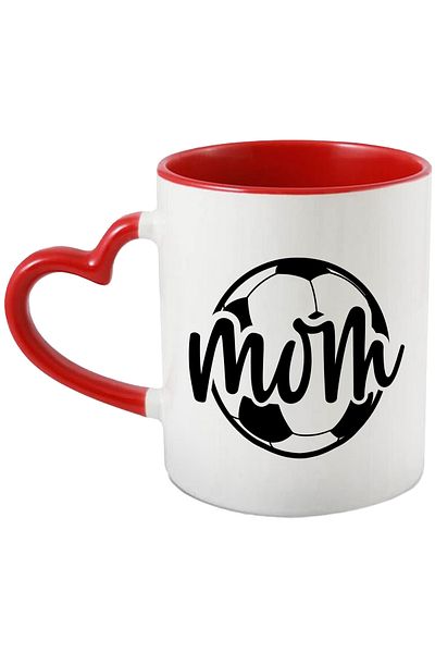 StoryGift Romania Mug with a soccer ball and the word "Mom" in English - proud mother of an athlete, With,STG