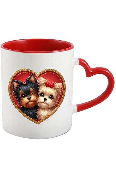 StoryGift Romania Mug with a puppy and a small puppy | illustration | furry | frame in f, Cu,STG