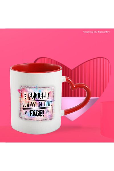 StoryGift Romania Mug with the message "Punch today in the face!", illustration, funny, laugh, comic, yes, With ,STG