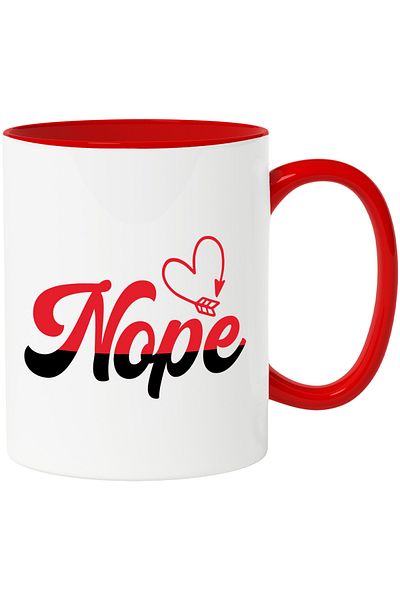 StoryGift Romania Mug for those who say "No" to love with Red Handle, With Red Handle STG, STG, STG