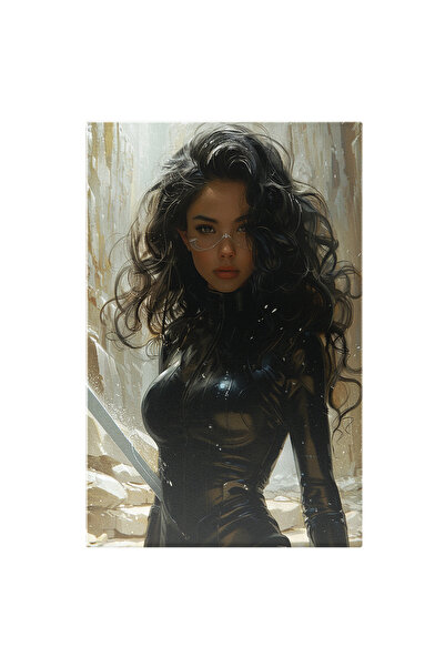 StoryGift Romania Tablou Canvas: Femeie Super-erou În Costum De Latex Mulat C...