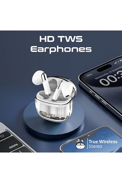 Promate High Definition Transparent TWS Earbuds with IntelliTouch - White