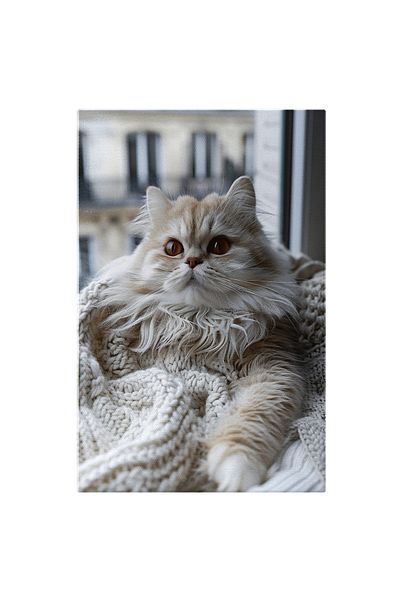 StoryGift Romania Tablou Canvas: Motanul În Așteptare De Recompense - Mustăcios Răsfățat În Păturică Pictura D