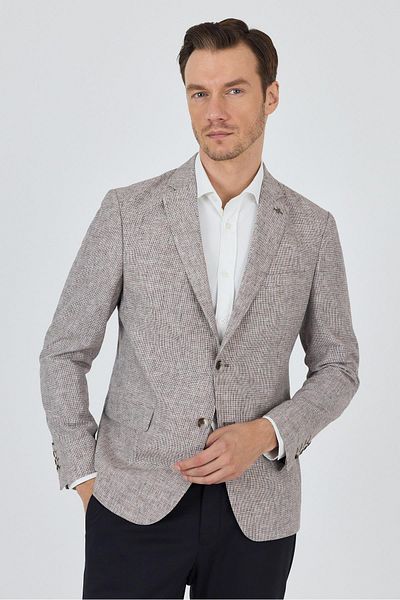 İmza Model de picior de câine Guler mono Jumătate căptușeală amestec de in 6 Drop Slim Fit Jacket 1002250102
