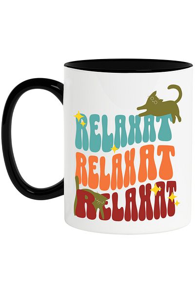 StoryGift Romania Mug Cats text RELAXED holiday lovers and cats, 330ml, Ceramic with Handle, With,STG