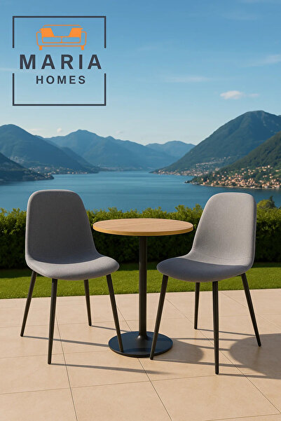 MARIA HOMES Modern Grey Fabric Dining Chair – Padded Upholstery with Black Metal Legs for Home or Office Use