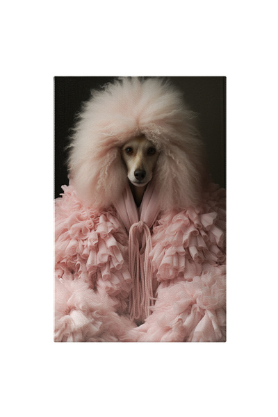 StoryGift Romania Tablou Canvas: Fotografie Cu O Catelusa Intr-o Rochie De Epoca - Roz Peruca Pictura Digitala