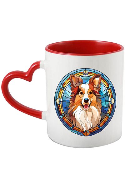 StoryGift Romania Mug with a dog in mosaic style, illustration, glass, man's friend, for love, With ,STG