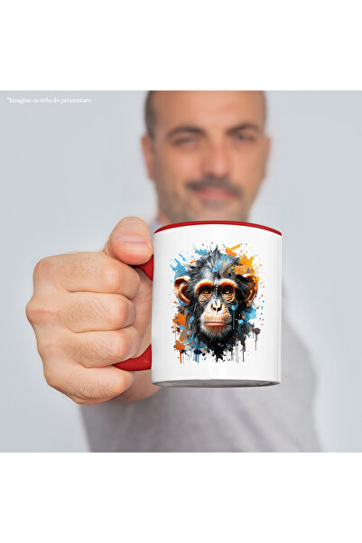 StoryGift Romania Monkey Mug, Paint Splatter, Primate, Animal, Multicolor 330 ml, Ceramic, With,STG