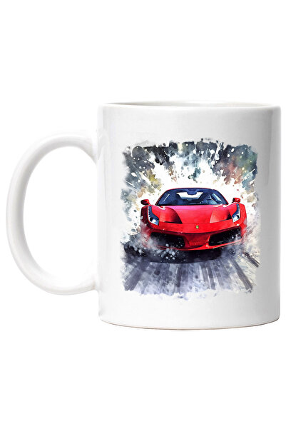 StoryGift Romania Cana Cu Masina Sport, Ilustratie Watercolor, Lux, Vopsea, M...