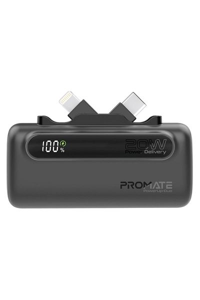 Promate Mini PowerUp-Duo Power Bank 5000mAh with Super Fast Charging - Black