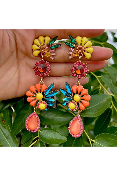 byozanyılmaz Complete Stone Design Colorful Earrings