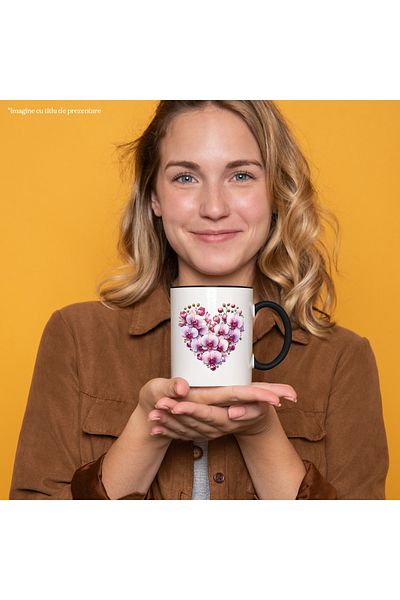 StoryGift Romania Mug with a heart made of several flowers, pink, nature, love, gift, Val, Cu, STG