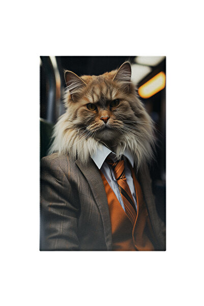 StoryGift Romania Tablou Canvas: Seriozitatea Felină Privire Feroce Și Pisica În Costum Clasic Modernism Pictura