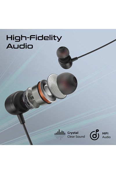 Promate High Fidelity In-Ear Wired Stereo USB-C Earphone with ENC Mic, Inline Controls, Durable Meta