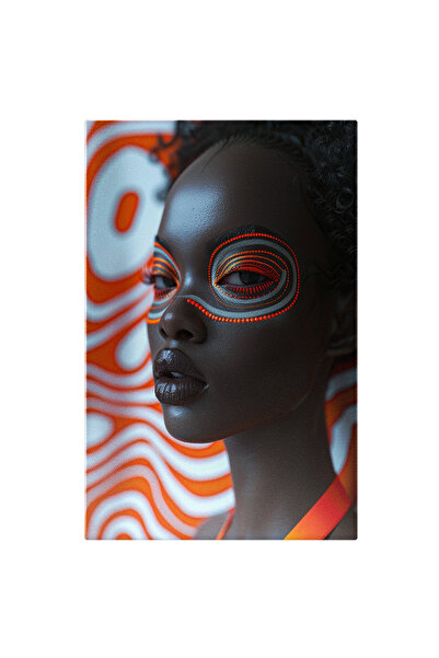 StoryGift Romania Tablou Canvas Machiajul Punctat Modern Al Fetei Din Camera Cu Design Circular , Pictura Digital