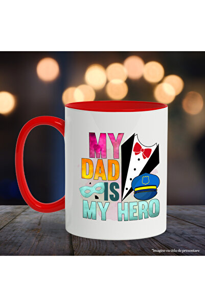 StoryGift Romania Mug with the message "My dad is my hero", dad, illustration, is a hero, mask, poly, With, STG