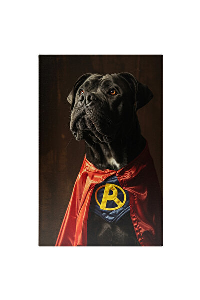 StoryGift Romania Tablou Canvas Supereroul Riki Câinele Mastiff Cu Mantie Roș...