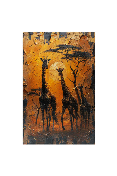 StoryGift Romania Canvas Painting 70 x 50CM The Setting Sun Uniting the Animals of the Savannah Giraffes in Silence, STG