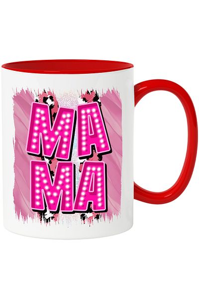 StoryGift Romania Mug with the message "Mother", illustration, mother, neon, pink, parent, care, affection c, With ,STG