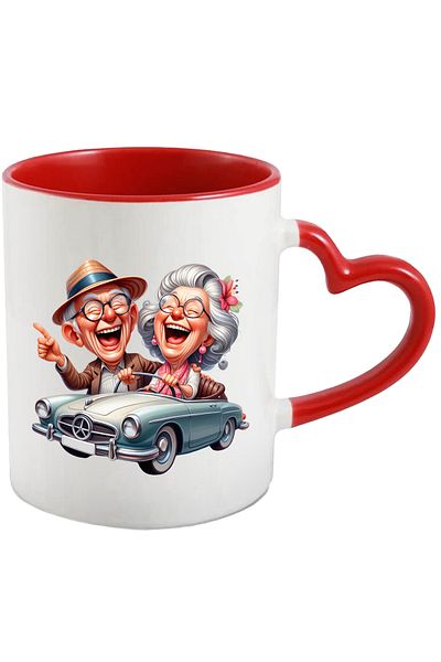 StoryGift Romania Mug with a grandma and a grandpa | illustration | happy | cheerful | walking with , With ,STG