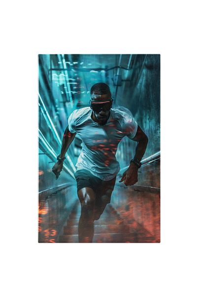 StoryGift Romania Canvas Painting 60 x 40CM Athlete training running on stairs with virtual glasses, STG