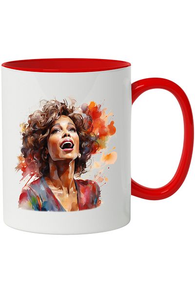 StoryGift Romania Mug With Whitney Houston, Actress, Singer, Artist, Multicolor 330 ml, Ceramics, With ,STG