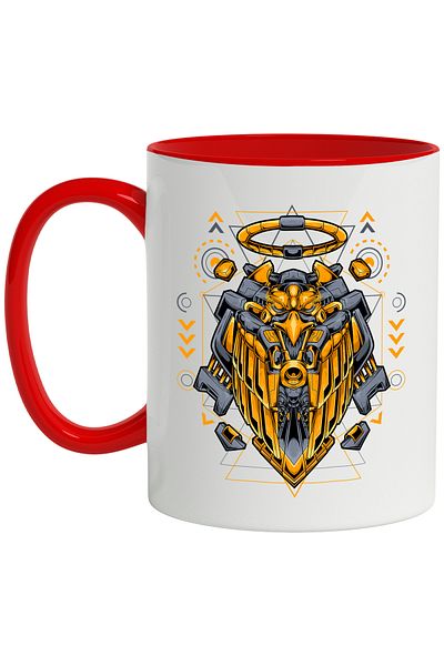 StoryGift Romania Mug With Eagle, Wings, Aura, Robot, Geometric, Sci Fi, Robot, Arrows, Multicolor, With ,STG