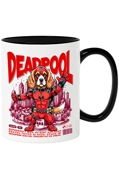 StoryGift Romania Cana cu Cocker Spaniel / Cocker Spaniel Caine In Costum de DeadPool cu Pelerina,, Cu ,STG