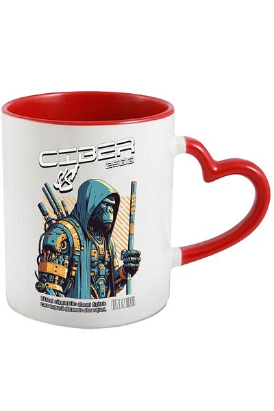 StoryGift Romania Cyberpunk Rainbow Mug, Gorilla Warrior, Digital Robot, 330ml, Ceramic with Handle, With, STG