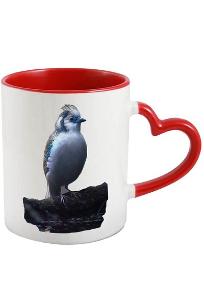 StoryGift Romania Blue Bird Mug, Exotic, Birds, Animals, Ceramic, 330ml, with Heart Handle, With, STG