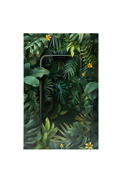 StoryGift Romania Tablou Canvas Telefon Zoom Out Redarea Unei Imagini Realiste A Pădurii Cu Smart Phone , Pictura