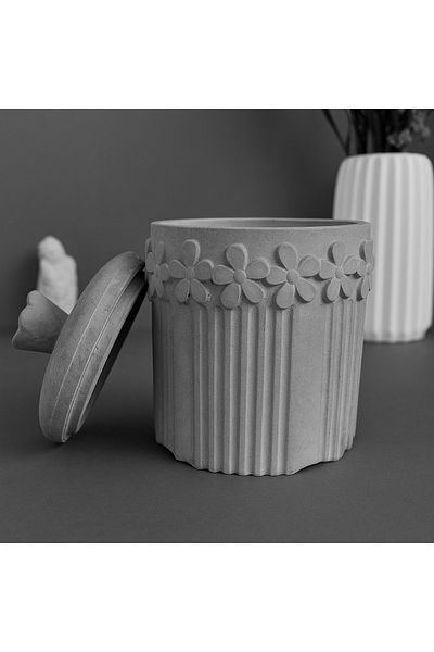 Karra Art Concrete Decorative Jar with Flower Detail
