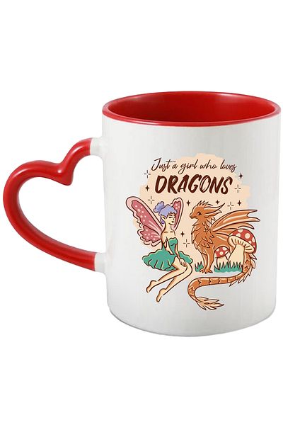 StoryGift Romania Mug With English Message Just A Girl Who Loves Dragons, Fairy, Multicolor 330 ml,, With ,STG