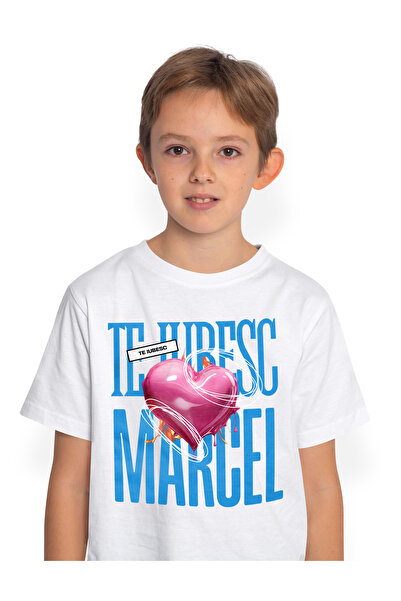 StoryGift Romania Tricou Copii Baieti Te Iubesc Marcel, Dragoste, Inima, Iubi...