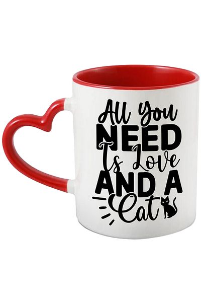 StoryGift Romania Mug with a cat and the message "All you need is love and a cat" - all you need is, With,STG