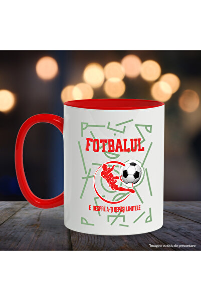 StoryGift Romania Mug Football player kicks the ball text FOOTBALL IS ABOUT EXCEEDING YOUR LIMITS, With ,STG