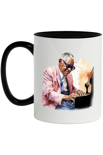 StoryGift Romania Mug With Ray Charles, Musician, Pianist, Arist, Singer, Multicolor 330 ml, Wax, With ,STG